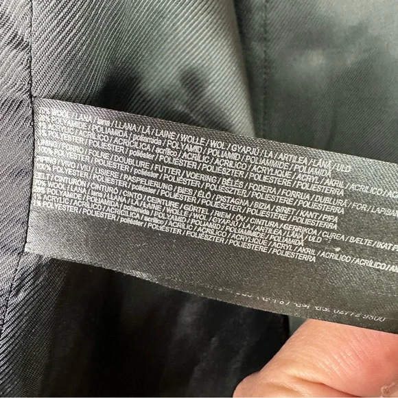 Mango size Medium Woolen Italian Wool Double-Breasted Belted Trench Coat Black - Picture 12 of 14